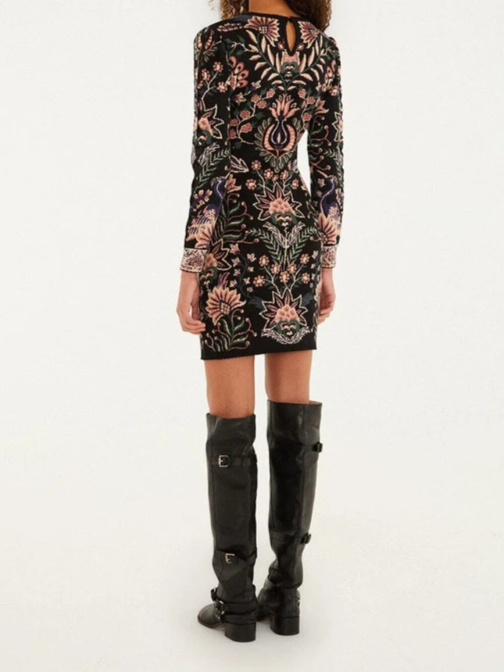 Farm Rio Marvelous Garden Knit Dress Black Floral Size M - Picture 10 of 12